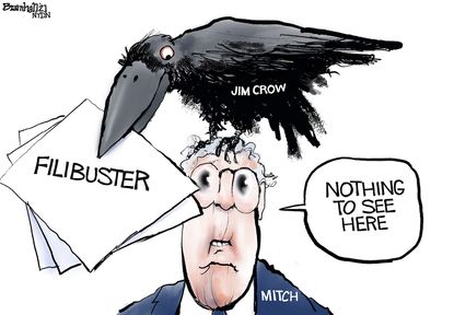 Political Cartoon U.S. mcconnell filibuster jim crow
