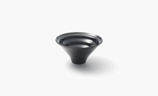 Black rippled bowl on a white background