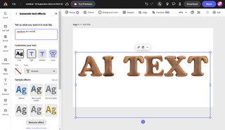 AI-generated text process in Adobe Text Effects