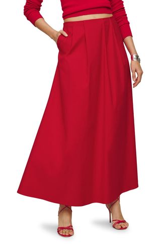 Lucy Pleated Stretch Organic Cotton Maxi Skirt