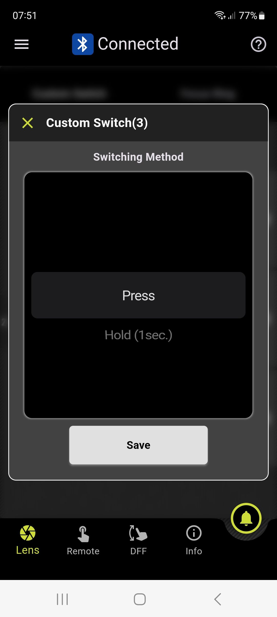 Tamron-Link smartphone app screengrab