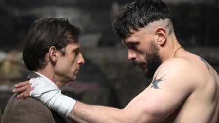 Richard Gadd rests his hand on Jamie Bell's shoulder