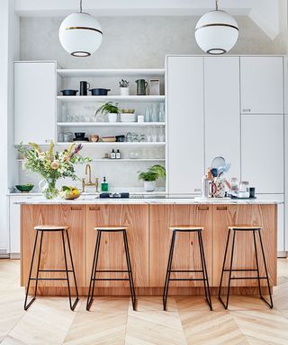 Modern kitchen ideas with half wood and white units