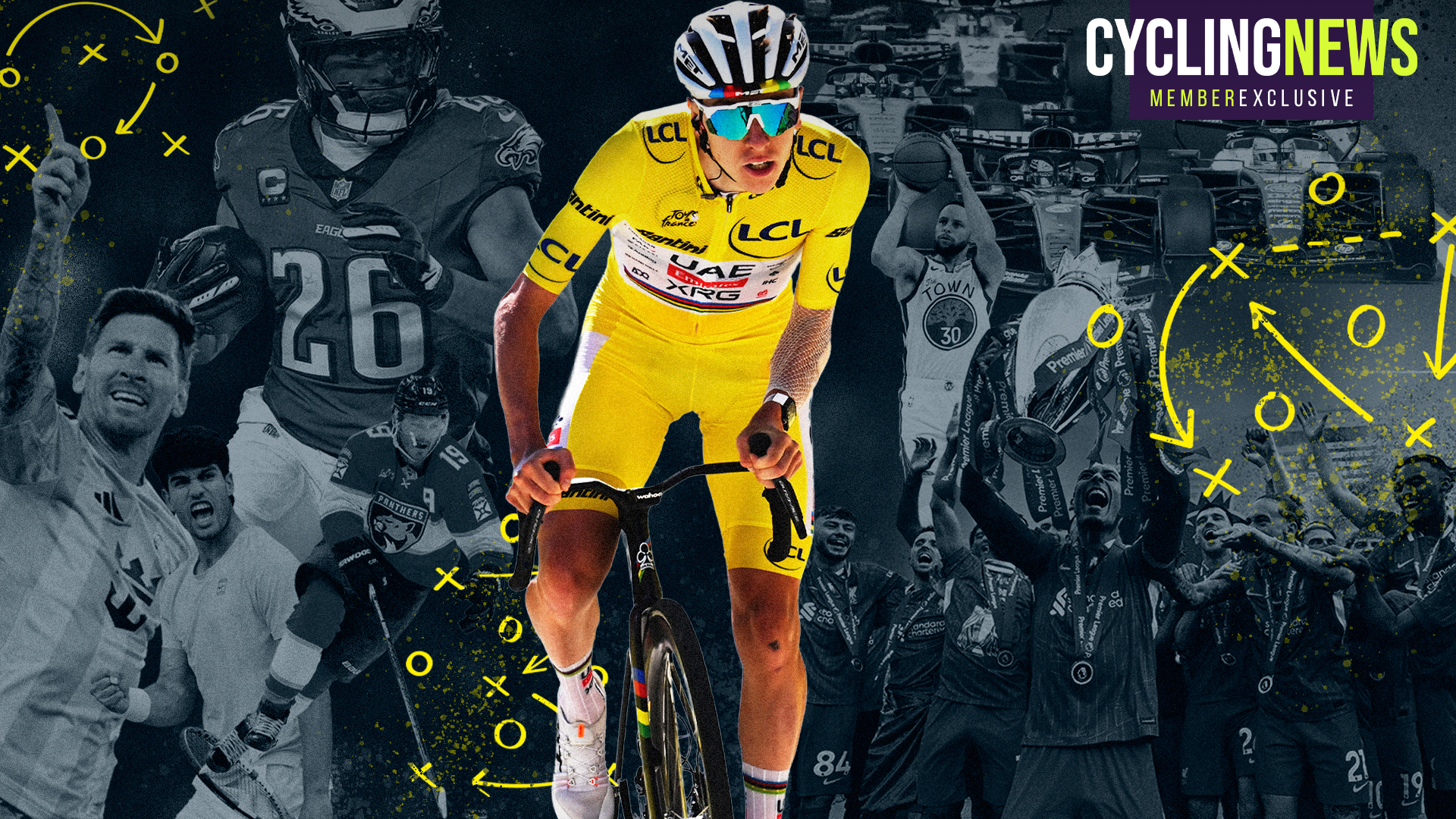 Tadej Poga&amp;#269;ar surrounded by athletes from a variety of sports