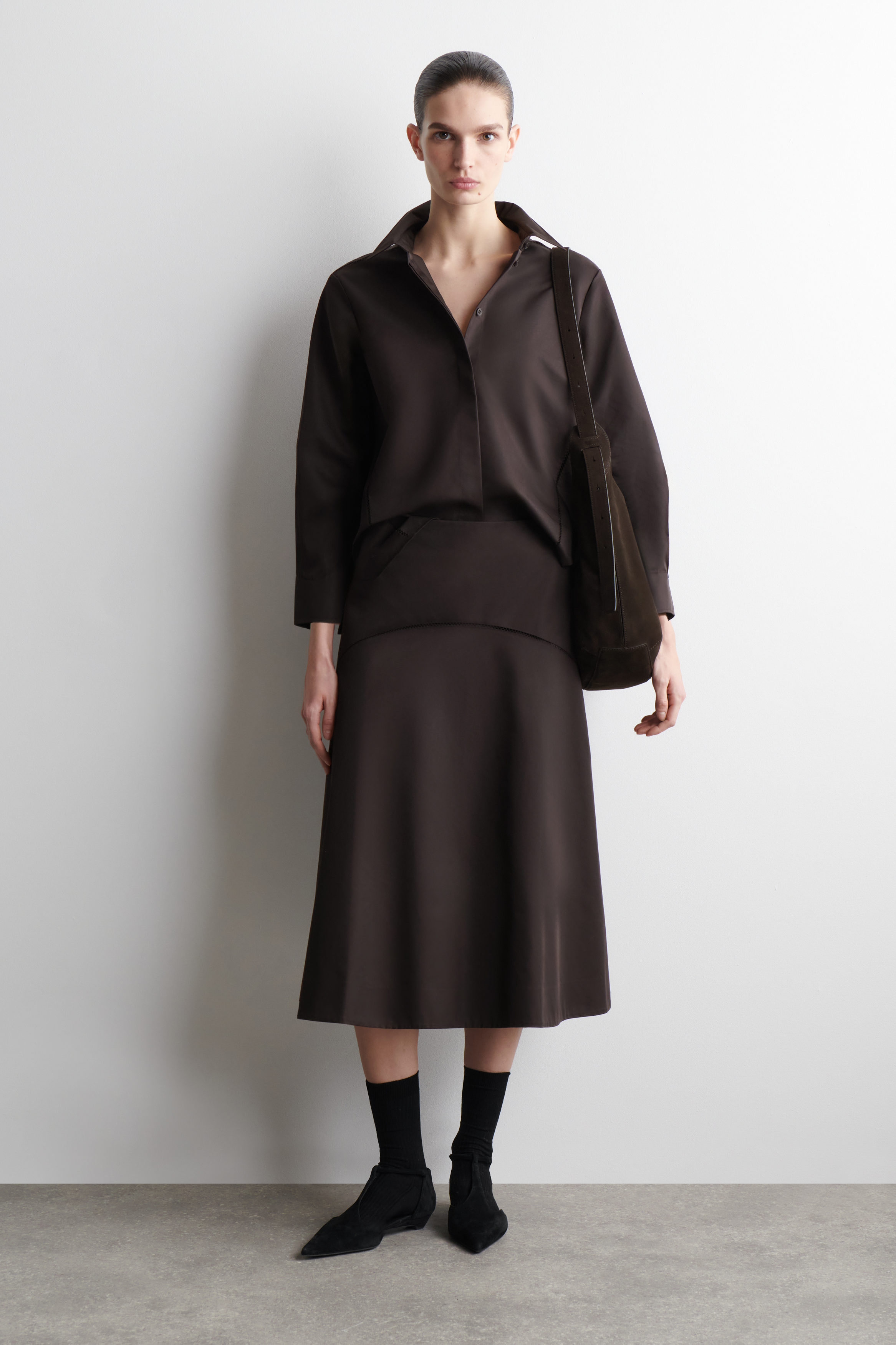 Embroidered Cotton Midi Skirt