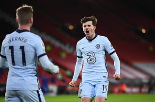 Mason Mount celebrating his goal with Timo Werner