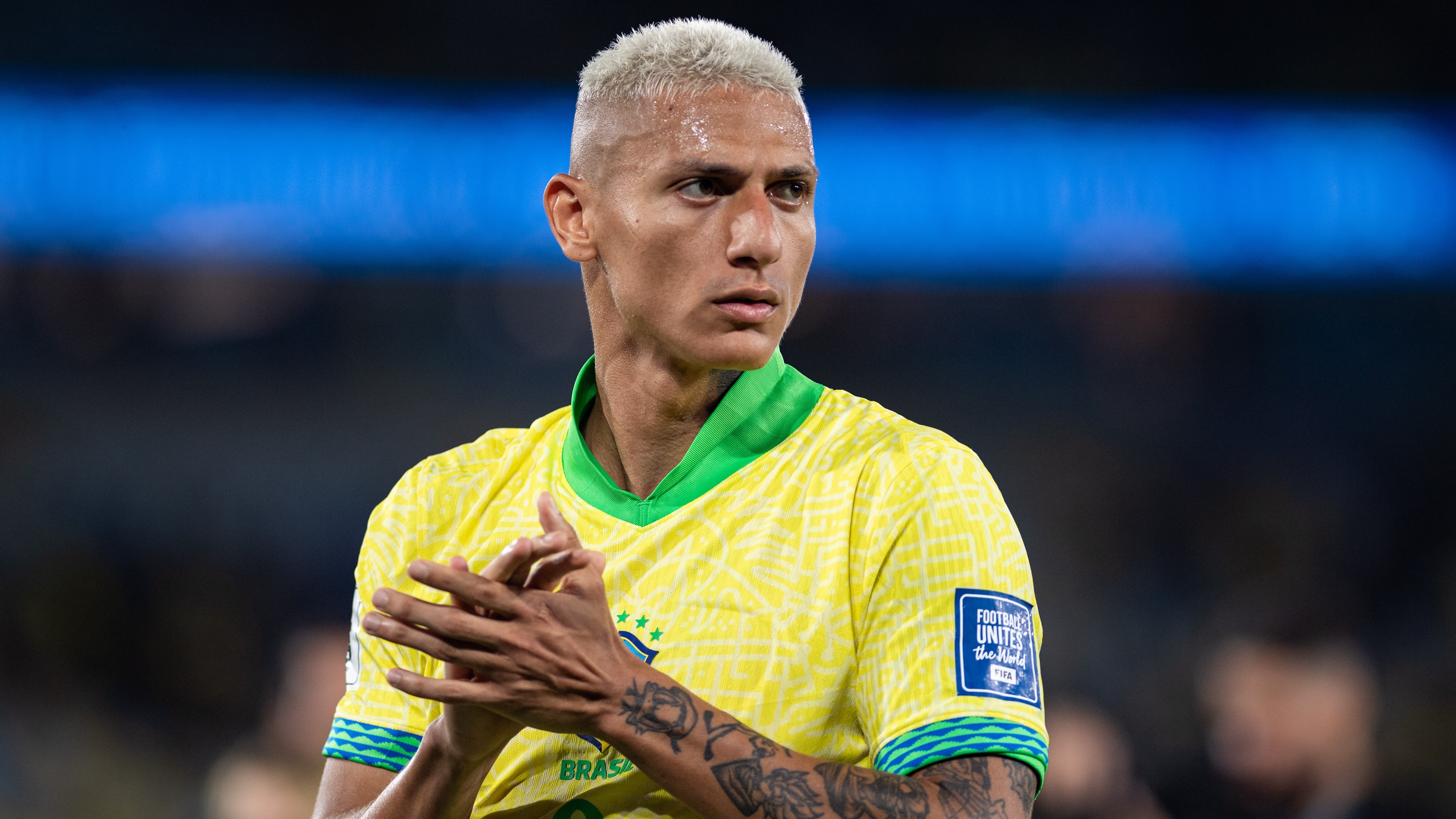 Richarlison of Brazil gestures during the South American FIFA World Cup 2026 Qualifier match between Brazil and Chile at Maracana Stadium on September 4, 2025 in Rio de Janeiro, Brazil.