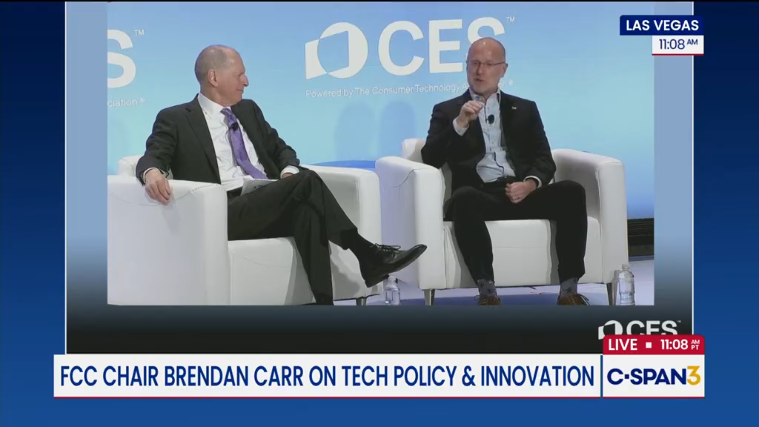 Gary Shapiro, Executive Chair &amp; CEO, Consumer Technology Association (left) and Brendan Carr, Chair, FCC (right). 