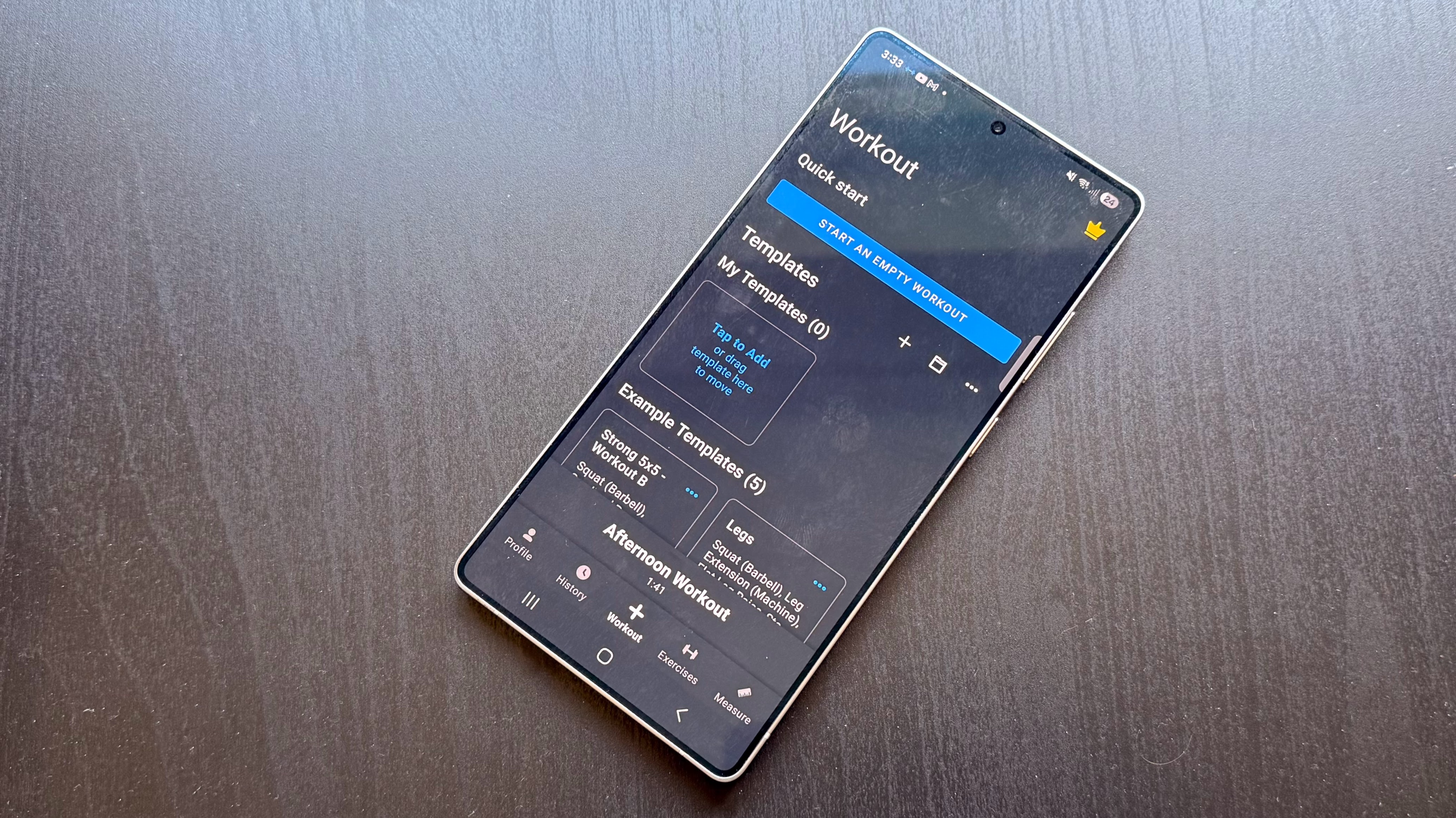 an image of the Strong app on a Galaxy S25 Ultra
