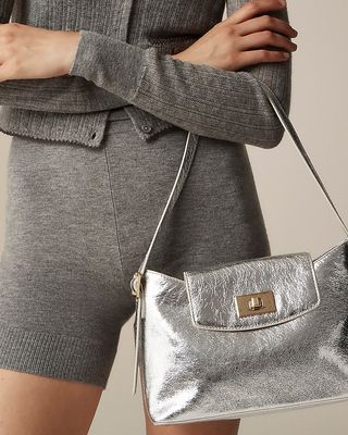 Edie Shoulder Bag in Crinkle Metallic Italian Leather