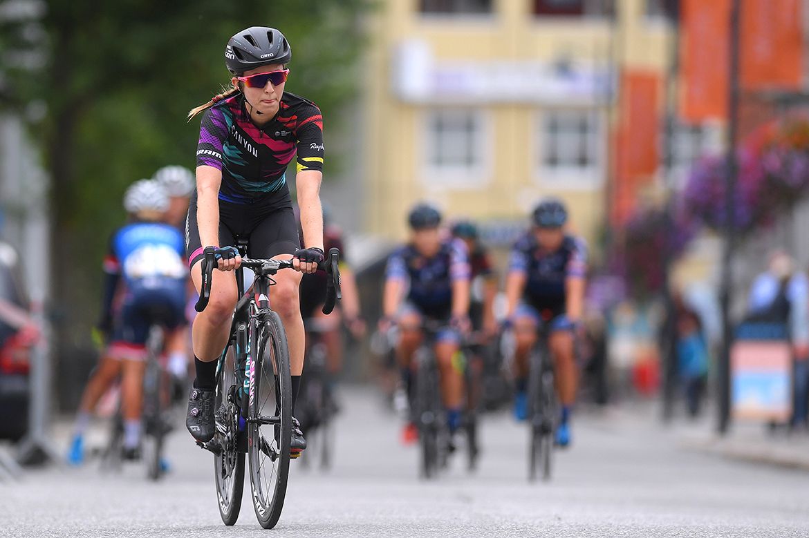 Alexis Ryan at the finish of stage 1 of the Ladies Tour of Norway