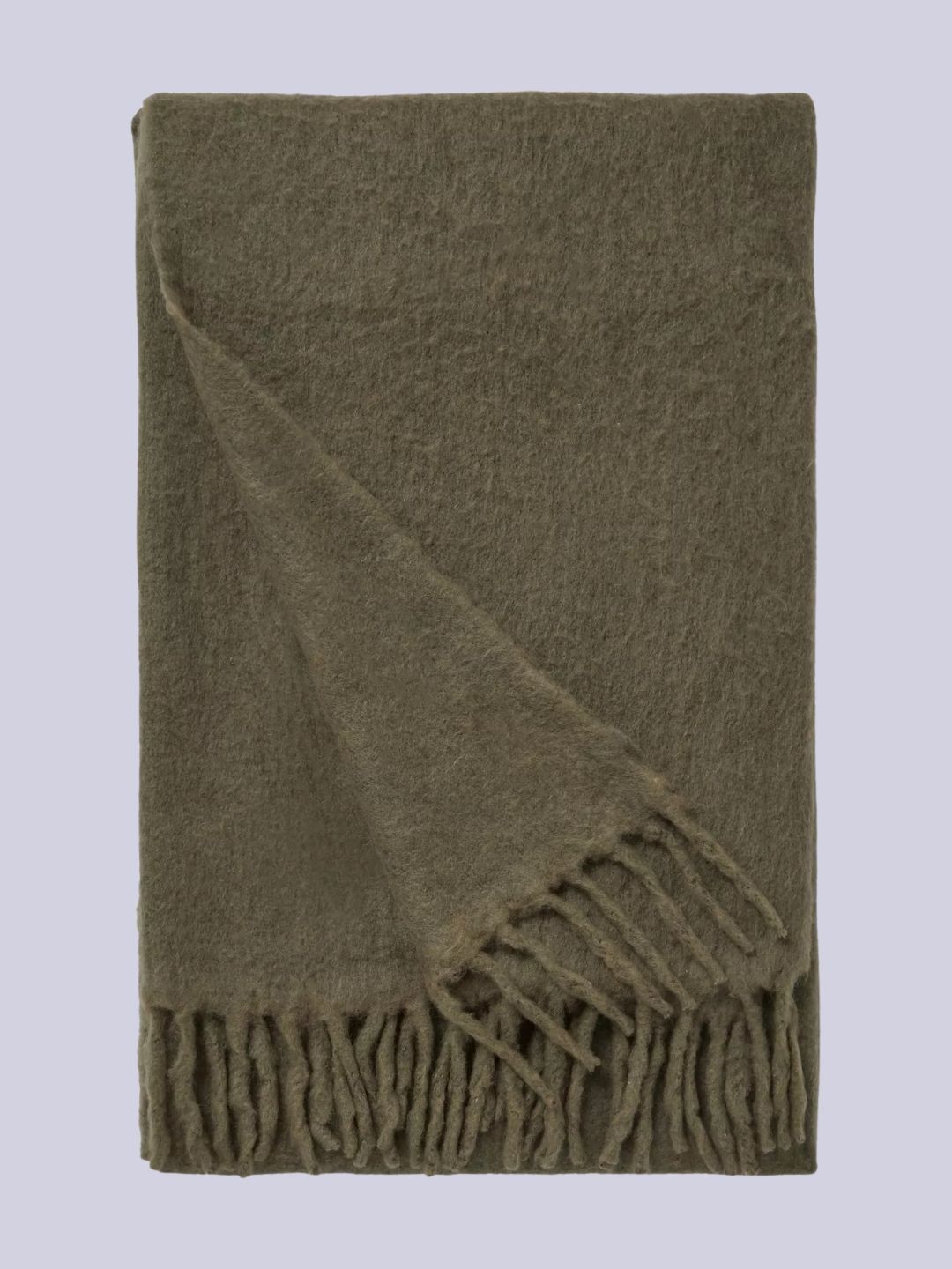 John Lewis, Mohair Effect Plain Throw in Olive