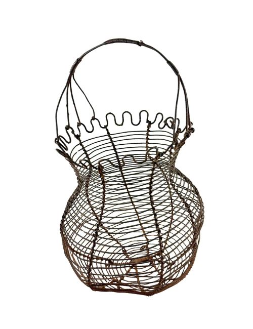 Antique French Handmade Wire Kitchen Egg Basket
