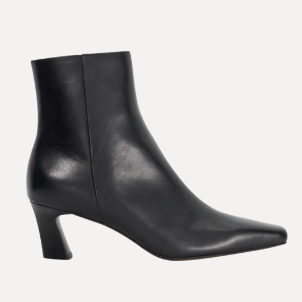 Leather Block Heel Ankle Boots
