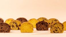 Pandolce (sweet bread) lined up, from Milan store Laboratorio Niko Romito 