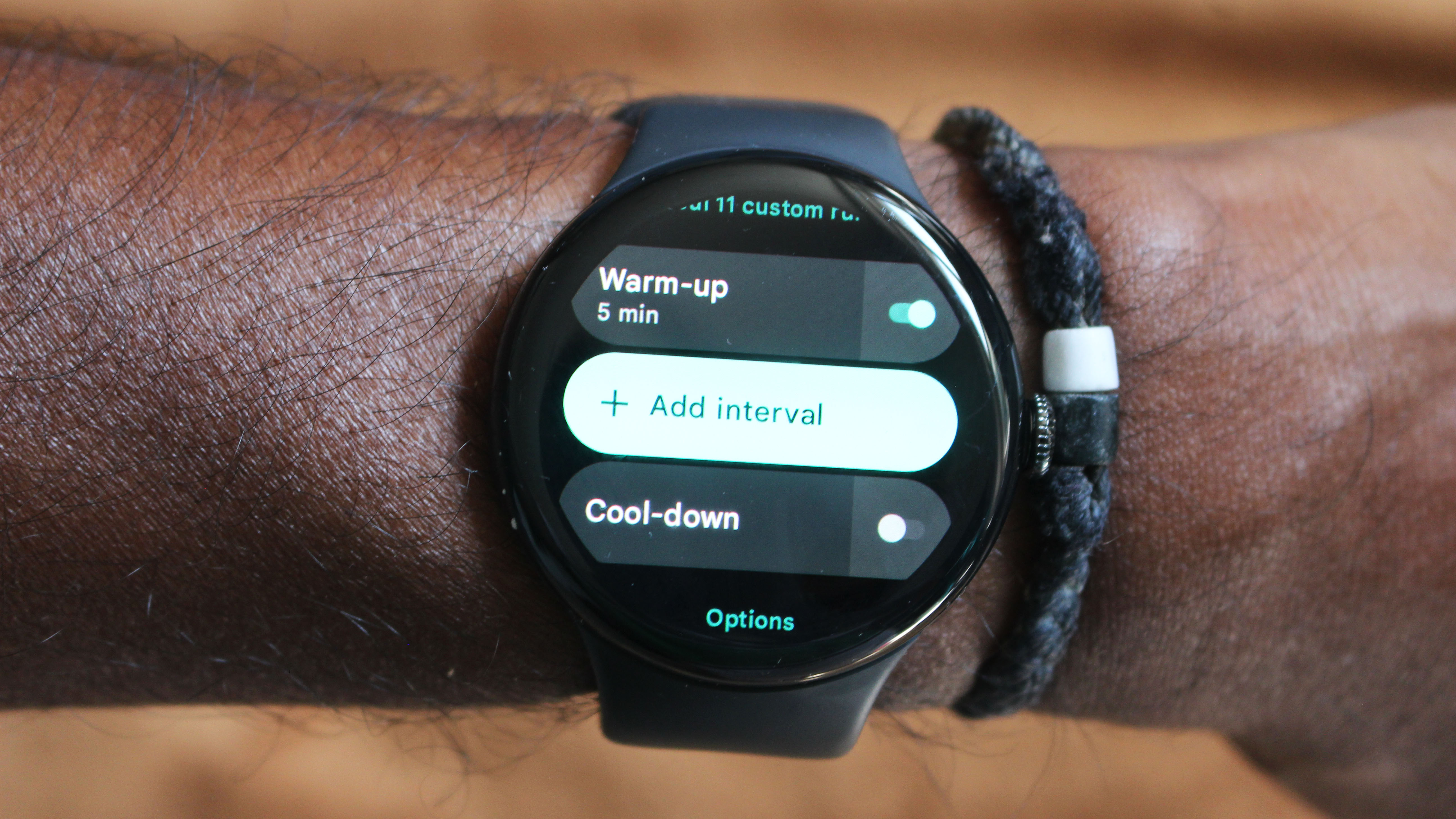 a photo of a custom running workout on the Google Pixel Watch 3