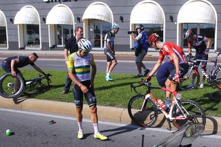 Heinrich Haussler crashed with most of his IAM Cycling team
