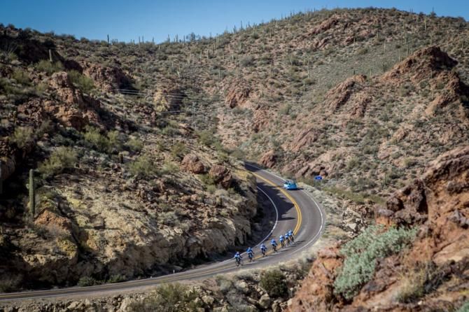 The UnitedHealthcare works its way through the Arizona countryside.