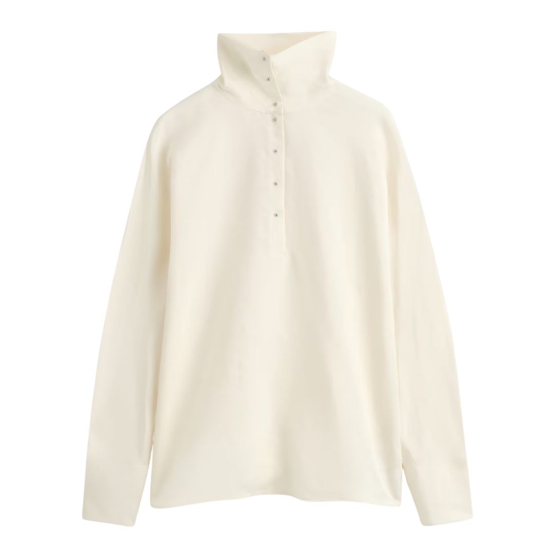 COS, Stud-Detail Funnel-Neck Blouse