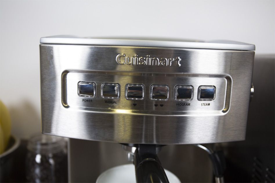 There are six easy-to-understand buttons on the front of the Cuisinart Programmable Espresso Maker.