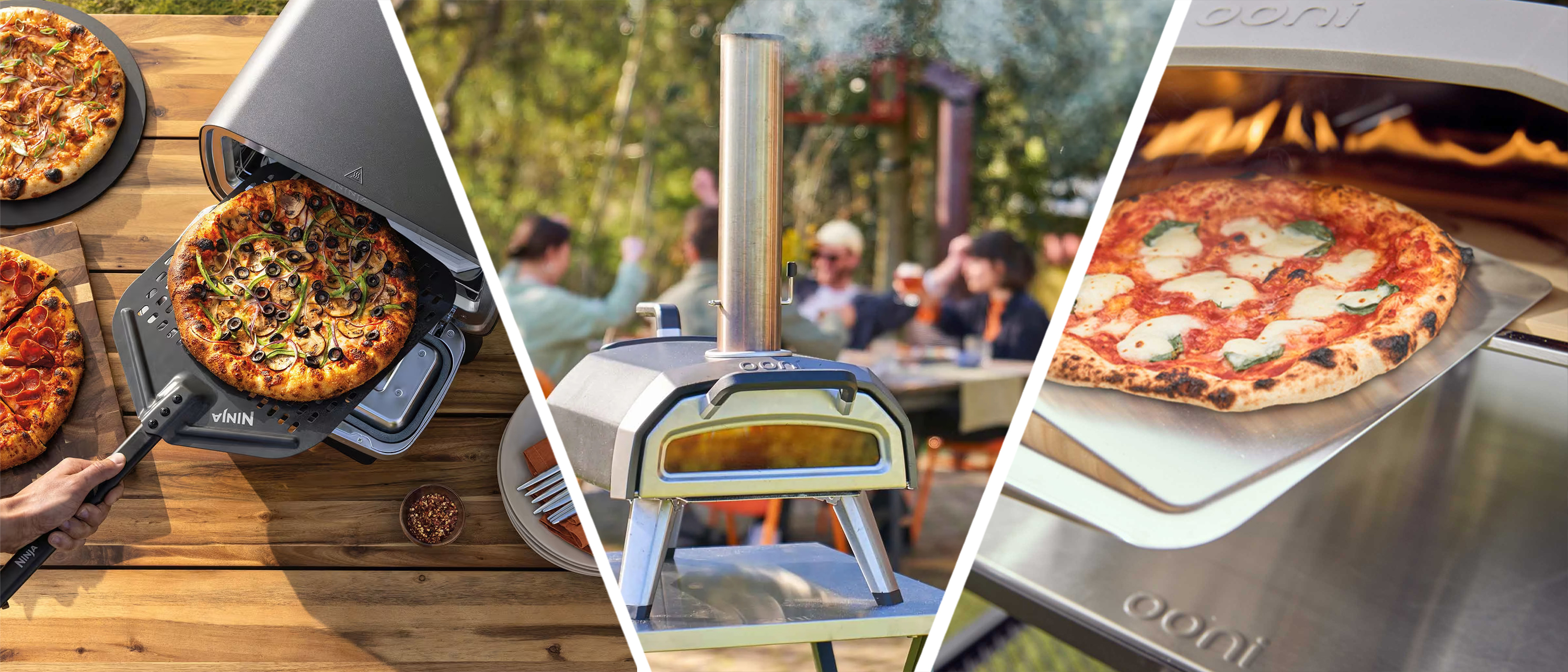 Pizza ovens in use outside