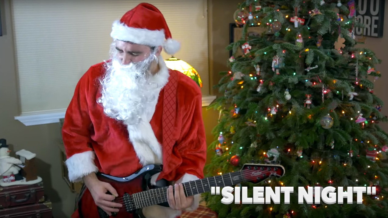 Santa playing guitar