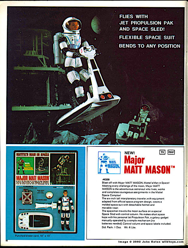 A catalog page for a 1960s space toy line.