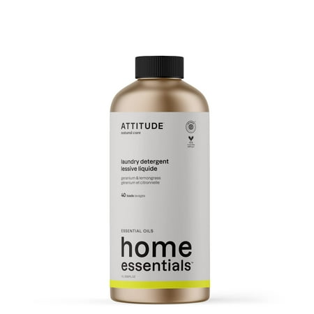 Refreshingly Clean: Attitude Laundry Detergent - Ewg Verified, Vegan &amp;amp; Cruelty-Free, 40 Loads, Geranium &amp;amp; Lemongrass, 33.8 Fl Oz