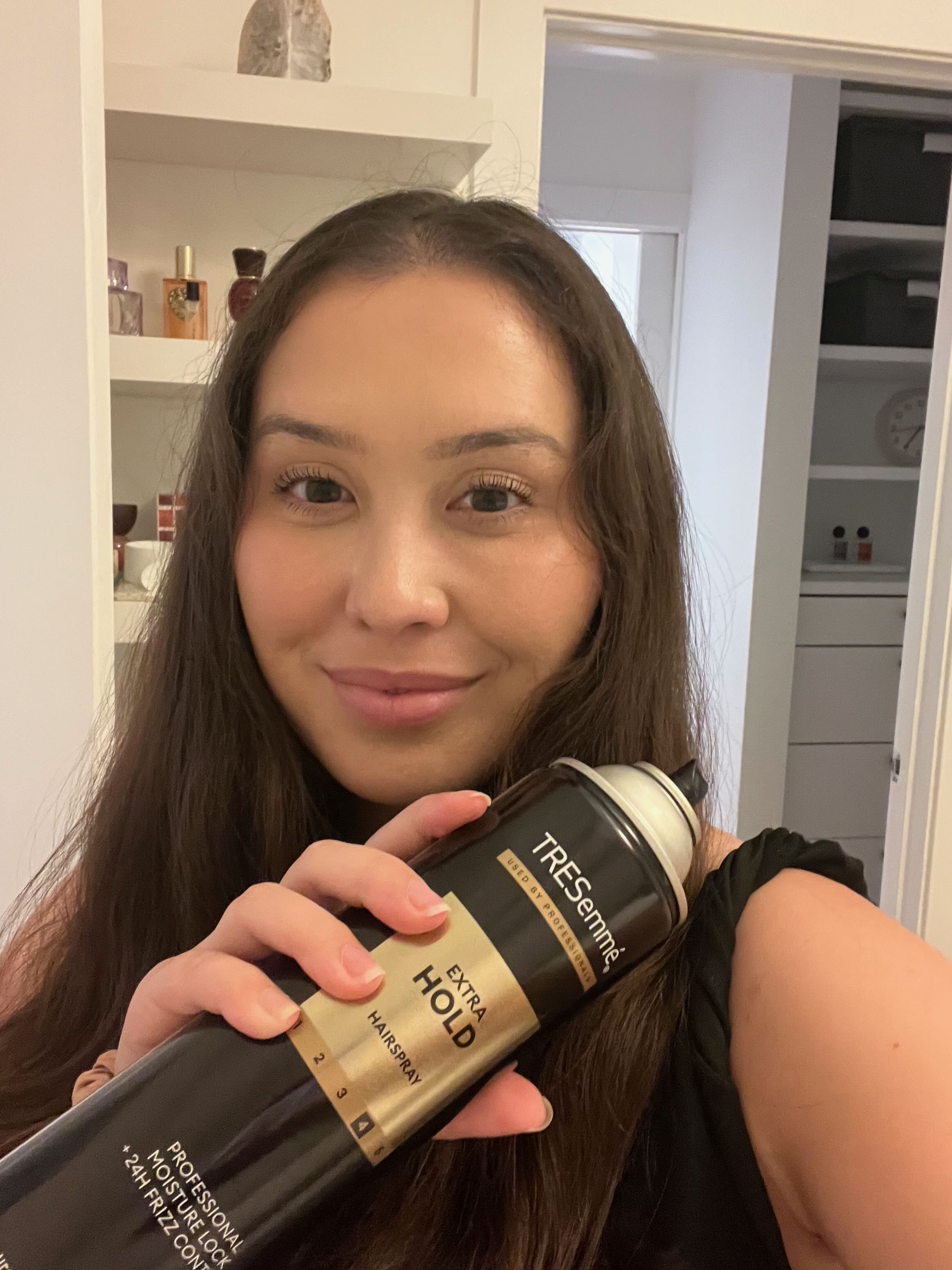 Catharine Malzahn testing Tresemm&amp;eacute; Extra Hold Hairspray