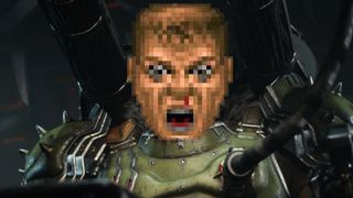 Doom: The Dark Ages with original Doomguy's head Photoshopped on top