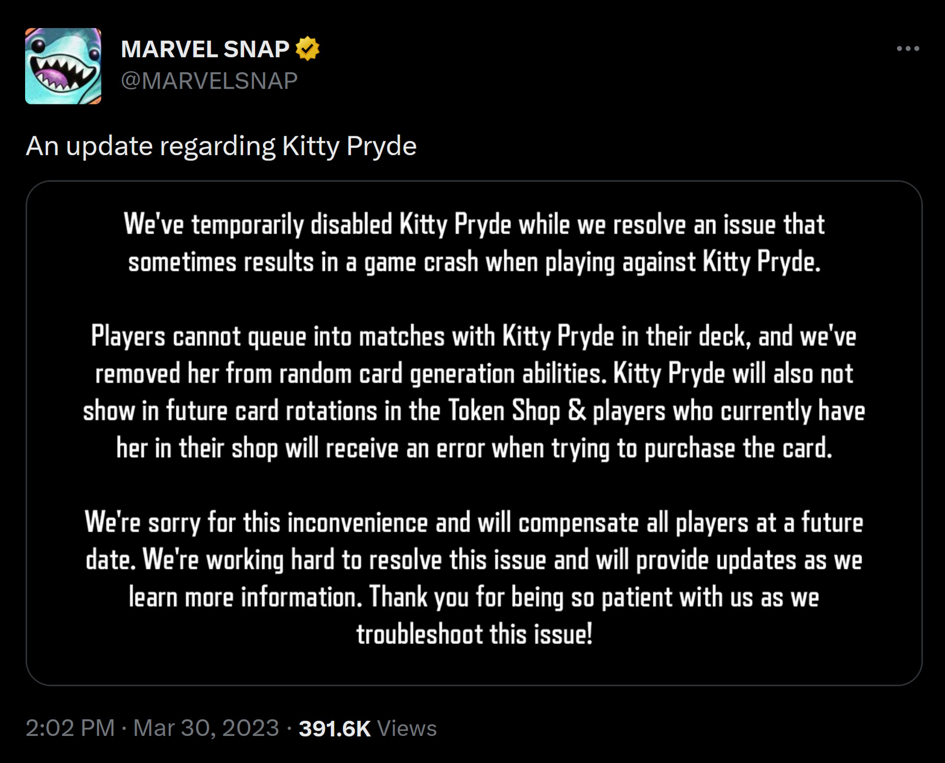 Marvel Snap - Kitty Pryde update