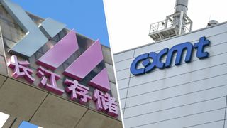 General view of office building of Yangtze Memory Technology (YMTC) in Shanghai, China, on August 24.2026 (Photo by Ying Tang/NurPhoto via Getty Images) on the left. View of the ChangXin Memory Technologies (CXMT) factory on the outskirts of Beijing on July 27, 2026 (Photo by Pedro PARDO / AFP via Getty Images) on the right.