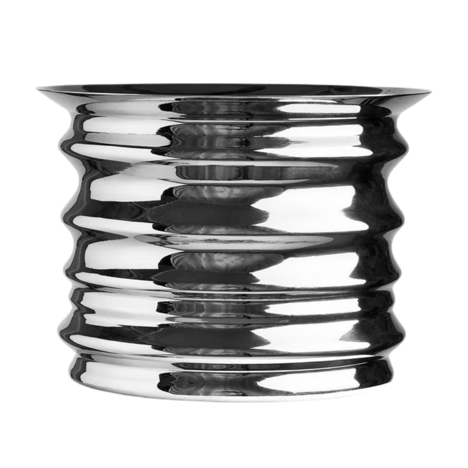 A textured metal flower pot
