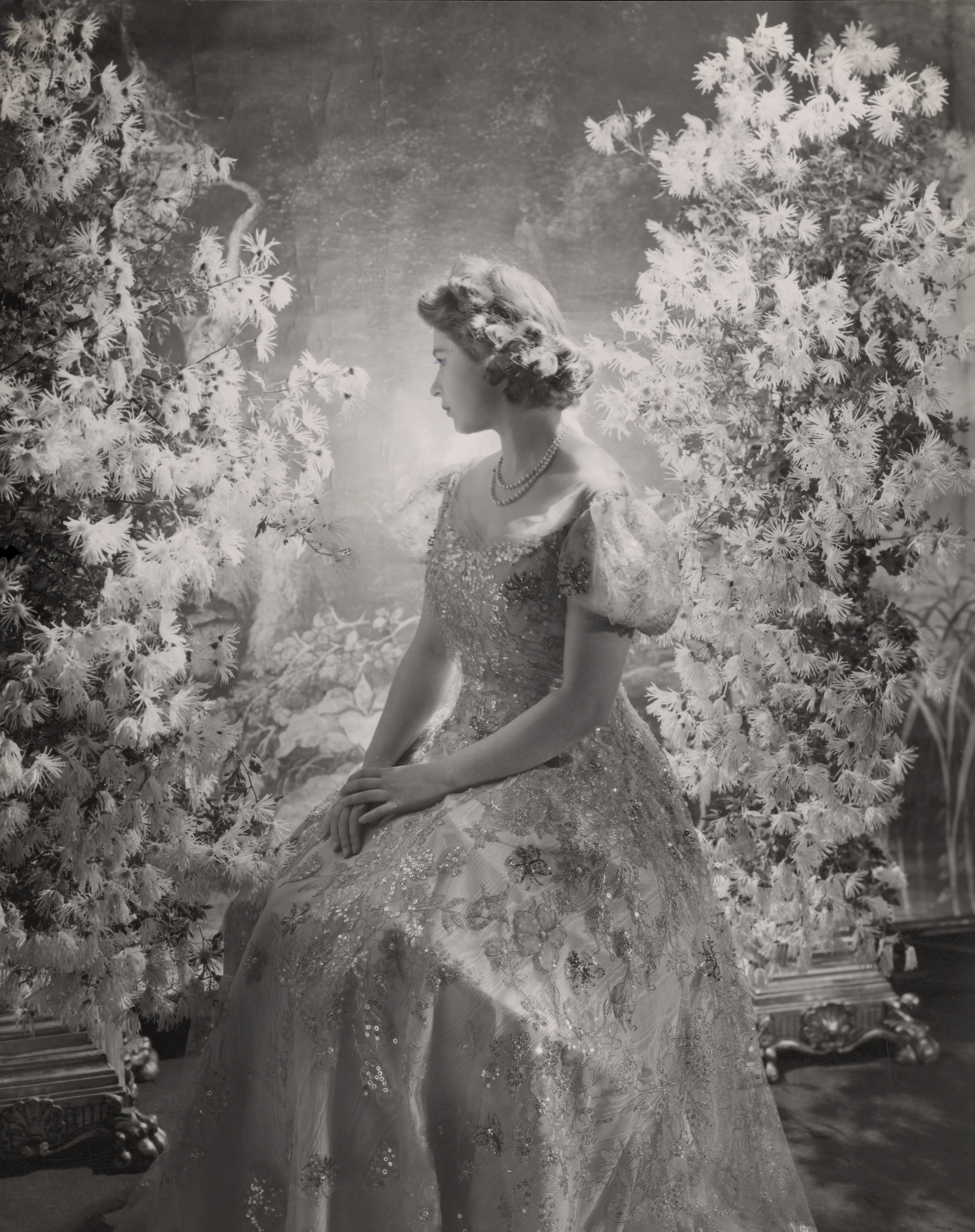 Royal black and white portrait of the then Princess Elizabeth