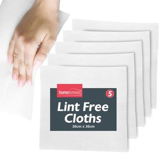 pack of five white lint free cloths