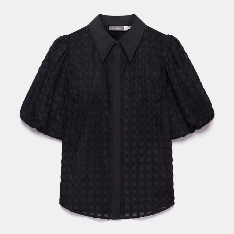 A cutout of a Mint Velvet puff sleeve blouse