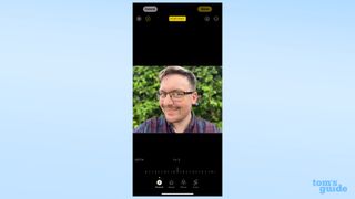 A screenshot showing an older image featuring the new Portrait mode controls on an iPhone running iOS 17
