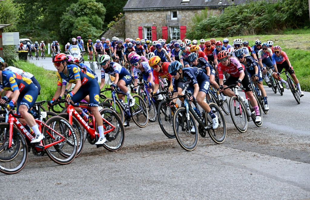 Peloton goes round a corner