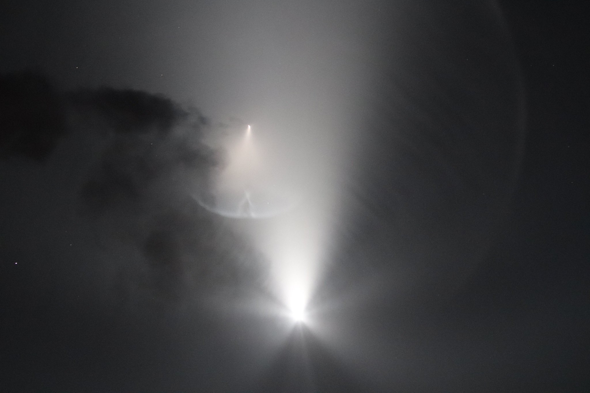 Space reporter Amy Thompson captured this stunning view of SpaceX's Crew-2 astronaut launch shortly after its Falcon 9 rocket lifted off before dawn at NASA's Kennedy Space Center, Florida on April 23, 2021.