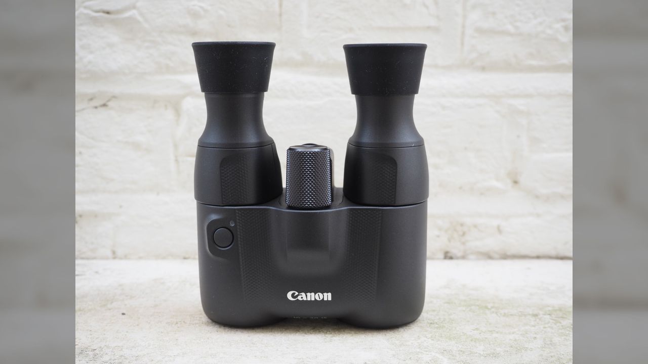 Canon 10x20 IS on a stone surface