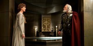 Rene Russo as Frigga and Anthony Hopkins as Odin in Thor: The Dark World