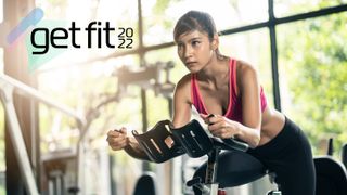Woman working out on a spin bike