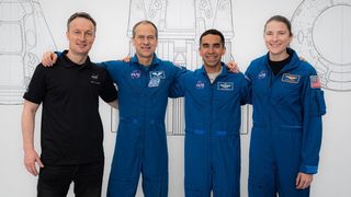 SpaceX Crew-3 astronauts (from left) Matthias Maurer, Thomas Marshburn, Raja Chari, and Kayla Barron. Credit: SpaceX