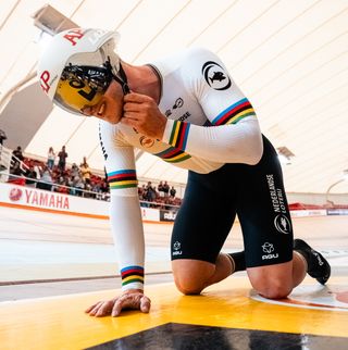 Jeffrey Hoogland during his kilo time trial attempt in Aguascalientes, Mexico