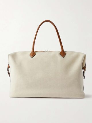 Vérité Weekend Leather-Trimmed Linen-Canvas Tote