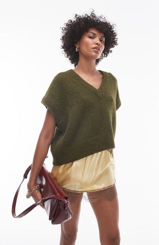 V-Neck Dolman Sleeve Sweater Vest