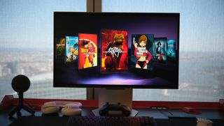 The Samsung Odyssey 3D monitor in an office setting.