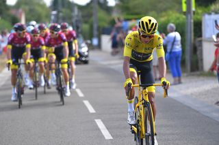Egan Bernal (Team Ineos) on the celebratory stage 21 of the Tour de France