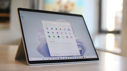 The Microsoft Surface Pro 9 i7 without keyboard on a desk