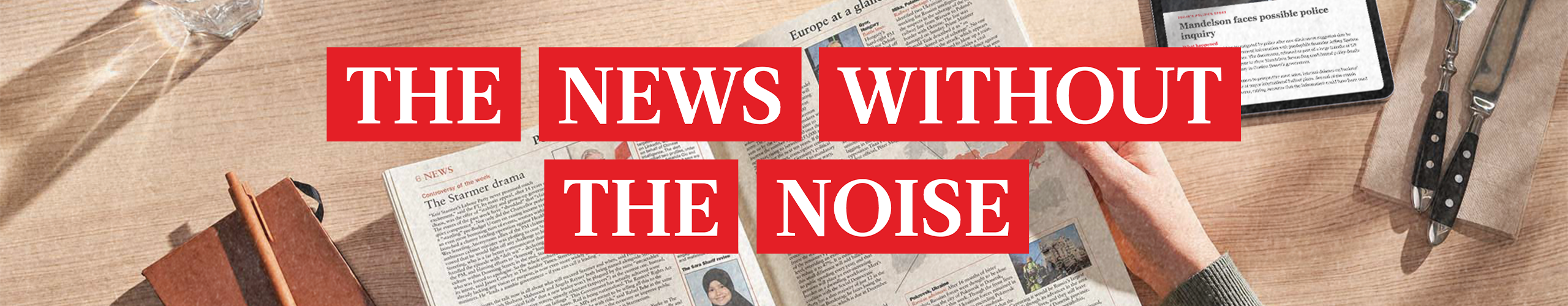 Banner that reads 'THE NEWS WITHOUT THE NOISE'